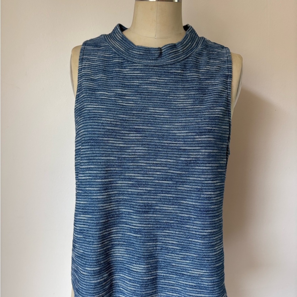 Anthropologie Postmark Heather Indigo Blue Crop Mockneck Tank Size L